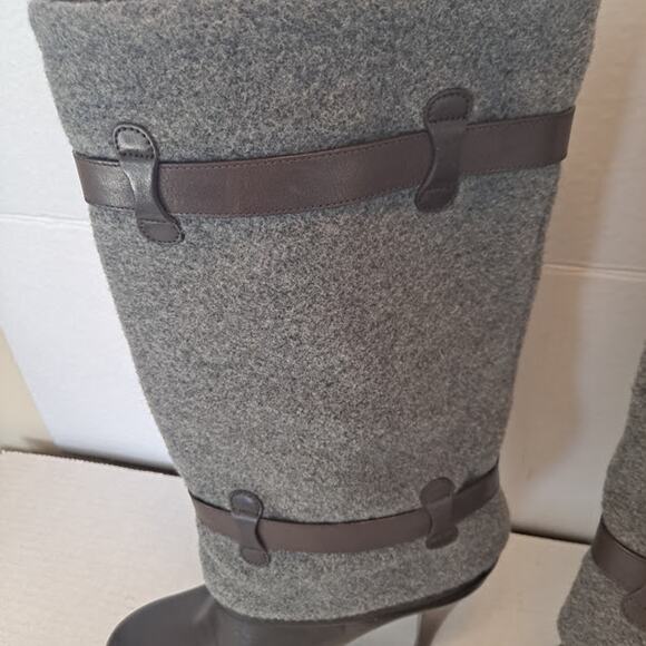 Cole Haan 4" Heel Statement Boot Size 7.5B Kennedy Wool Straps Buckles Boss Lady - Picture 9 of 13